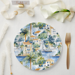 Tropical Mediterranean Wedding Paper Plate