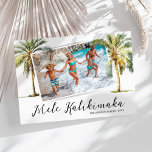 Tropical Mele Kalikimaka Christmas Photo Holiday Card<br><div class="desc">Celebrate the holiday season with our tropical hawaaian christmas holiday cards. Each card thoughtfully integrates a cherished family photo amid picturesque illustrations of watercolor palm trees,  the seasons greetings "mele kalikimaka",  your family name,  and the year.</div>