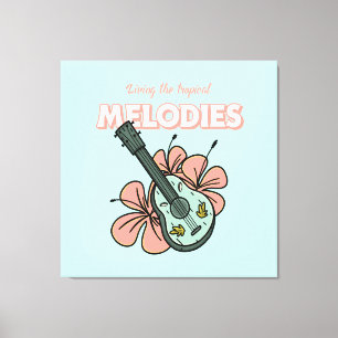 Tropical Melodies Ukulele Floral Art Canvas Print