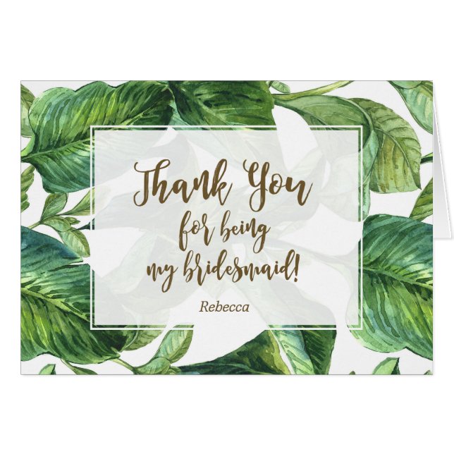 tropical merci d'être ma carte de demoiselle (Devant horizontal)