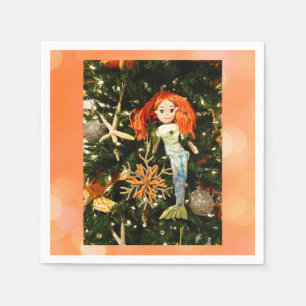 Tropical Mermaid Under the Sea Christmas Holiday Napkin