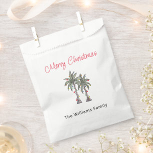 Tropical Merry Christmas Palm Trees Beach  Favour Bag