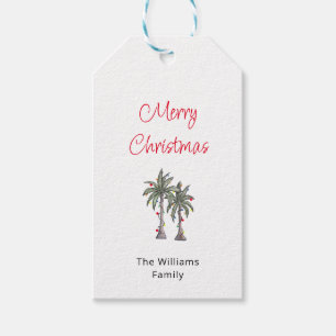 Tropical Merry Christmas Palm Trees   Gift Tags