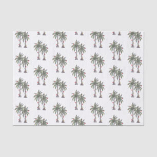 Tropical Merry Christmas Palm Trees Pattern Tissue Paper