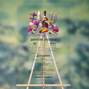 Tropical Mexican Fiesta Signature Cocktails Acrylic Sign