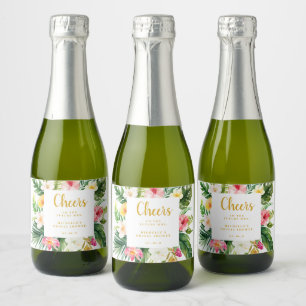Tropical Mini Sparkling Wine Label, Bridal Shower Label