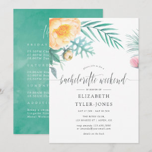 Tropical Mint Bachelorette Weekend Itinerary Invitation
