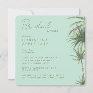 Tropical Mint Bridal Square Rounded Shower Invitation