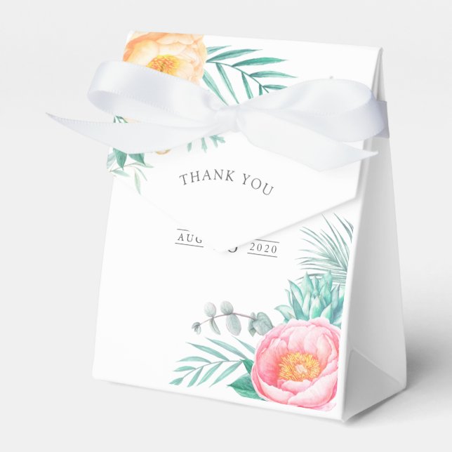 Tropical Mint Floral Baby Shower Favor Box (Front Side)