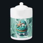 Tropical Mint Seashell Cupcake Porcelain Teapot<br><div class="desc">Tropical Mint Seashell Cupcake Porcelain Teapot</div>