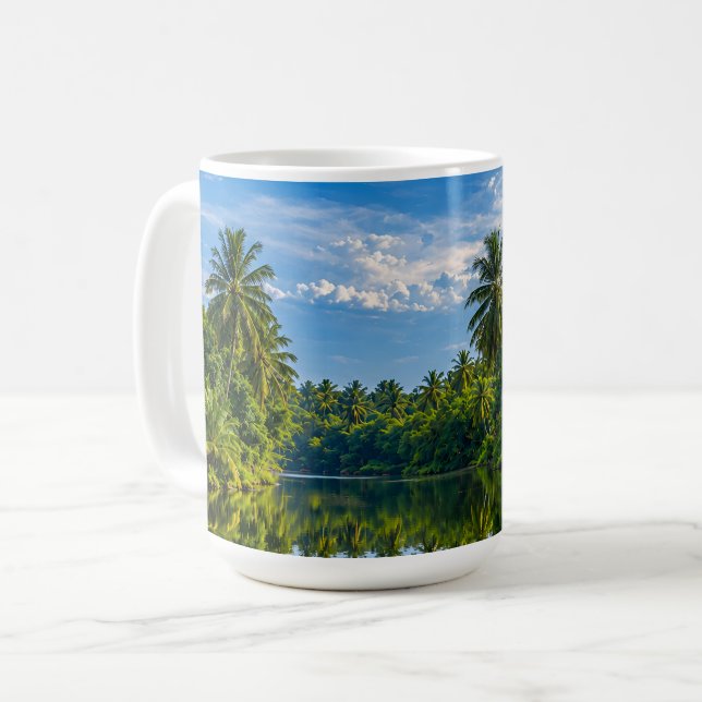 Tropical Mirror River Reflections Accent  Coffee Mug (Front Left)
