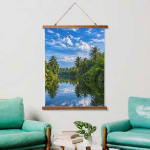 Tropical Mirror River Reflections Hanging Tapestry