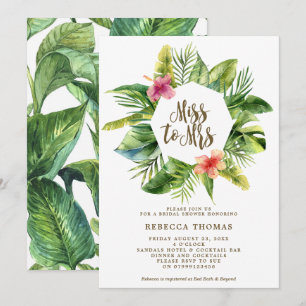 Tropical Miss to Mrs bridal shower invitation
