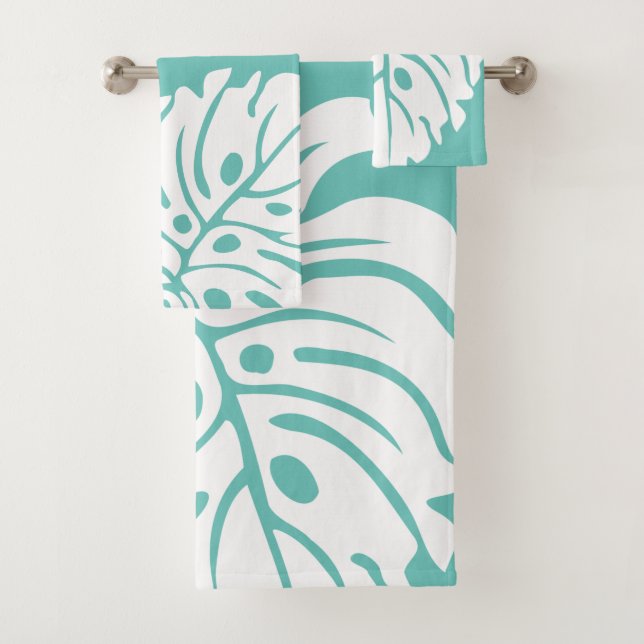 tropical modern contemporary hawaiian quilt bath towel set (Insitu)
