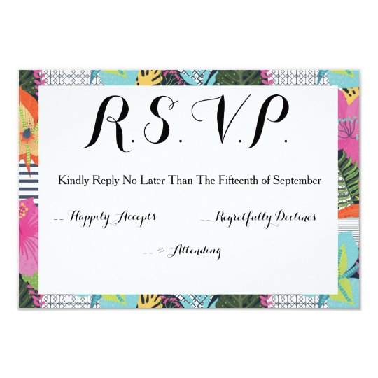 Tropical Modern Graphic Floral Wedding RSVP Card
