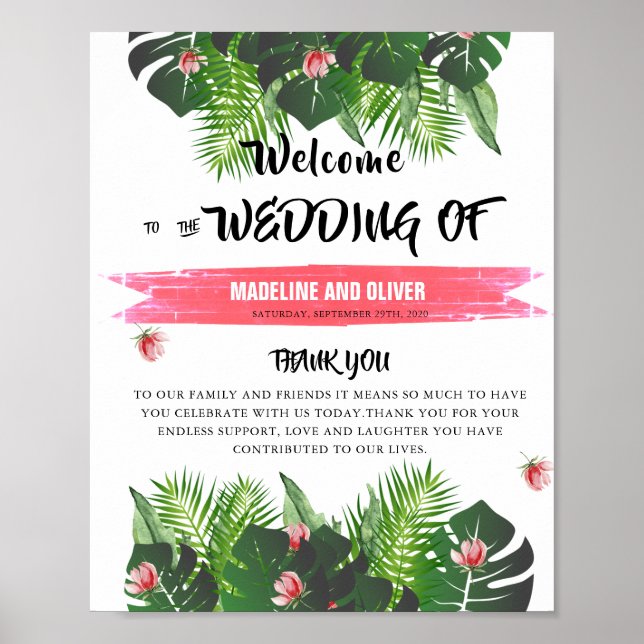 Tropical Modern Music  Festival  Wedding Welcome Poster (Front)