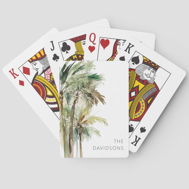 Tropical Modern Palm Trees Playing Cards (Back)