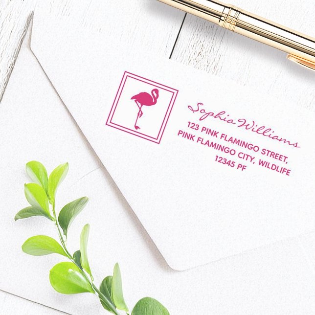Tropical Modern Pink Flamingo Return Address Self-inking Stamp (Creator Uploaded)