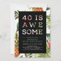 Tropical Modern Typography 40th Birthday Party