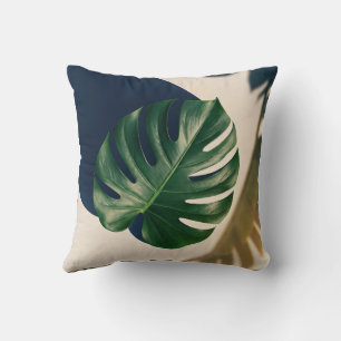 Tropical Modernism Monstera Leaf Shadow Throw Pillow
