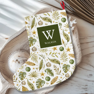 Tropical Monogram Name Small Christmas Stocking