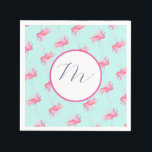 Tropical Monogram Pink Flamingo Watercolor Napkin<br><div class="desc">Celebrate your event with these tropical pink flamingo cocktail napkins designed using unique watercolor art by Victoria Grigaliunas. Personalize with your monogram in a trendy script typography in blue. Shop www.zazzle.com/dotellabelle to see the entire collection and more Christmas in July designs.</div>