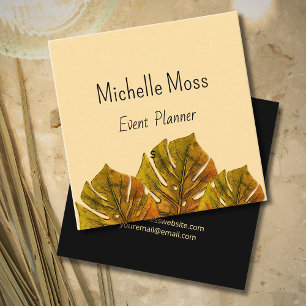 Tropical Monstara Palm Leaves Event Planner Square Business Card