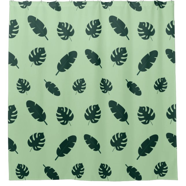 Tropical Monstera and Palm Leaves Seamless Pattern (Front)