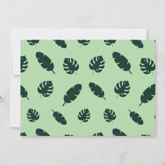 Tropical Monstera and Palm Leaves Seamless Pattern Invitation