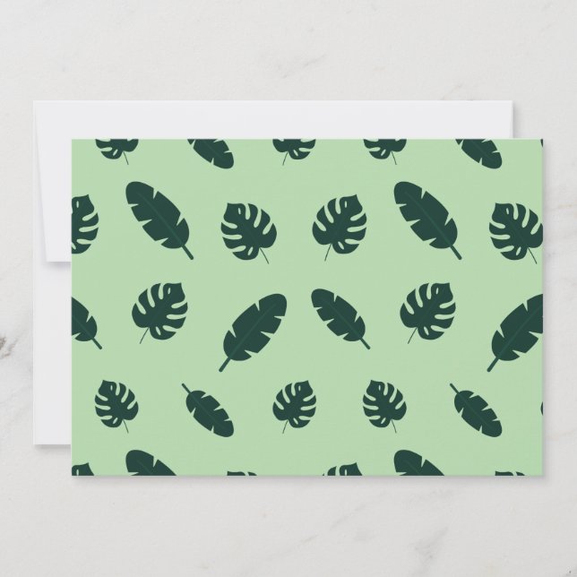 Tropical Monstera and Palm Leaves Seamless Pattern Invitation (Front)