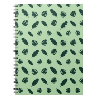 Tropical Monstera and Palm Leaves Seamless Pattern Notebook