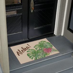 Tropical Monstera & Anthurium Aloha Door Mat