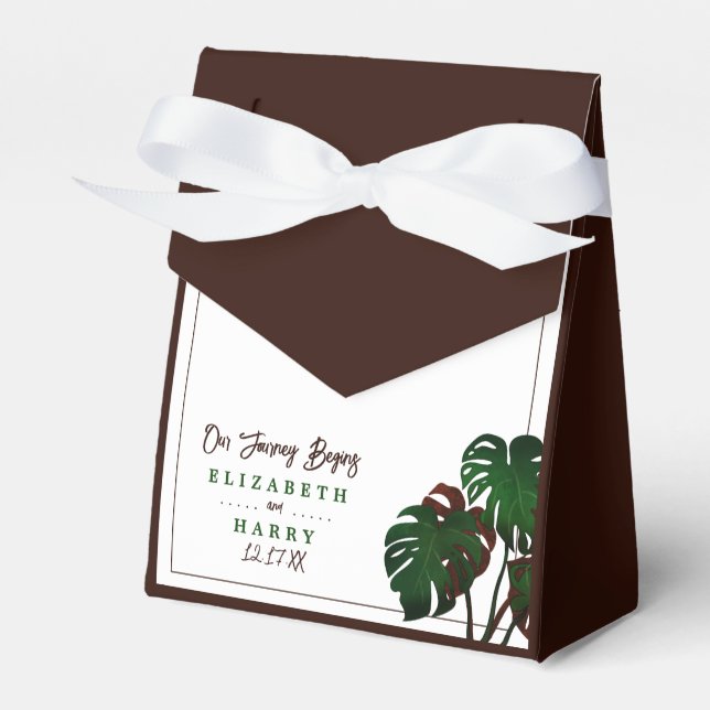 Tropical Monstera Beach Wedding Favor Box (Front Side)