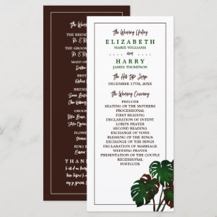 Tropical Monstera Beach Wedding Program