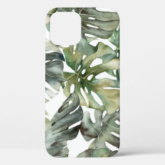Tropical Monstera Big Watercolor Pattern iPhone 12 Case