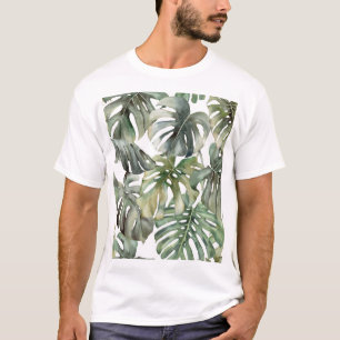 Tropical Monstera Big Watercolor Pattern T-Shirt