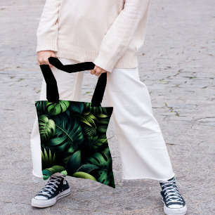 Tropical Monstera Botanical Green Jungle Tote Bag