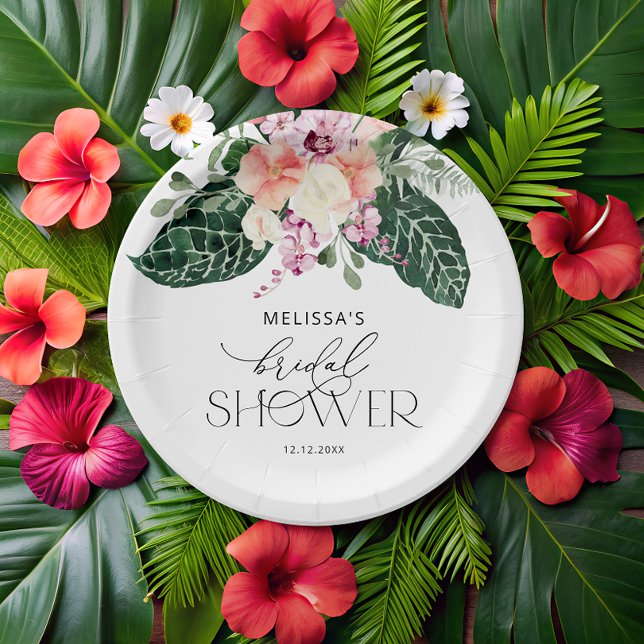 Tropical Monstera Bridal Shower Paper Plate (Creator Uploaded)
