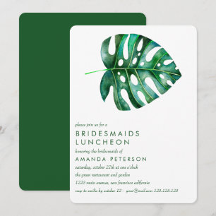 Tropical monstera Bridesmaids Luncheon Wedding Invitation