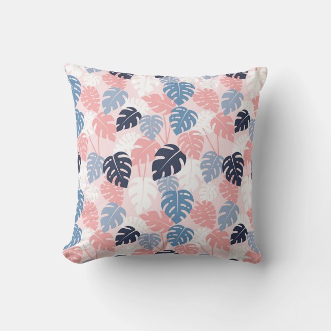 Tropical Monstera Charm Throw Pillow (Front)