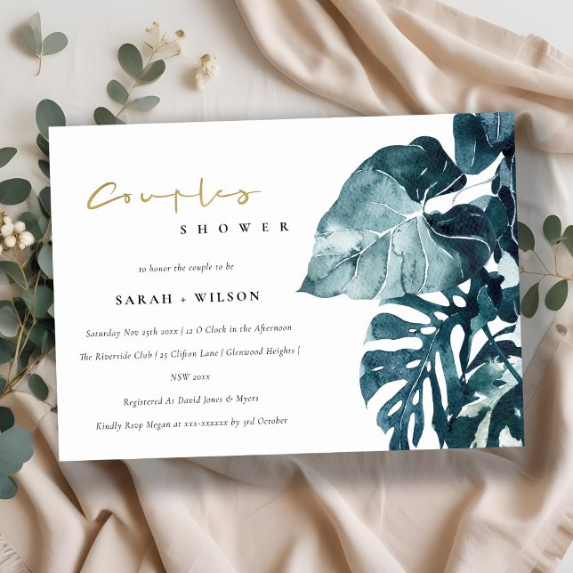 Tropical Monstera Foliage Couples Invitation de do (Créateur téléchargé)