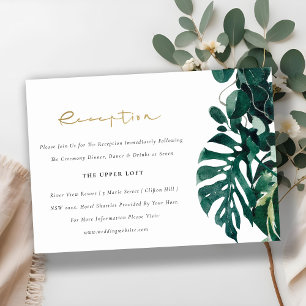 Tropical Monstera Foliage Green Wedding Reception Enclosure Card