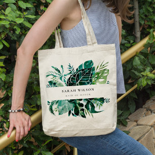 Tropical Monstera Green Fauna Leafy Maid Of Honour Tote Bag