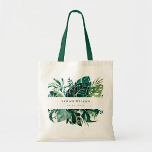 Tropical Monstera Green Foliage Leafy Bride Tribe Tote Bag