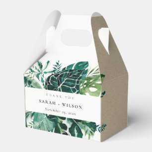 Tropical Monstera Green Foliage Wedding Thank Favor Box