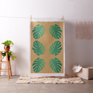 Tropical Monstera Green Leaf Pattern Fabric