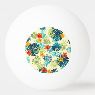 Tropical Monstera Hibiscus Summer Pattern Ping Pong Ball