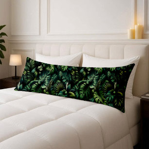 Tropical Monstera Jungle Botanical Green Body Pillow