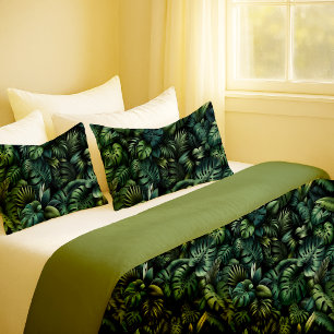 Tropical Monstera Jungle Botanical Green Pillowcas Pillowcase