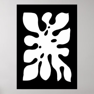 Tropical Monstera Jungle Leaf Black and White Poster